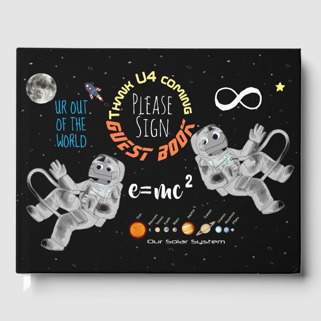 Funny Outer Space Math Science Geek Astronauts Guest Book (Front)