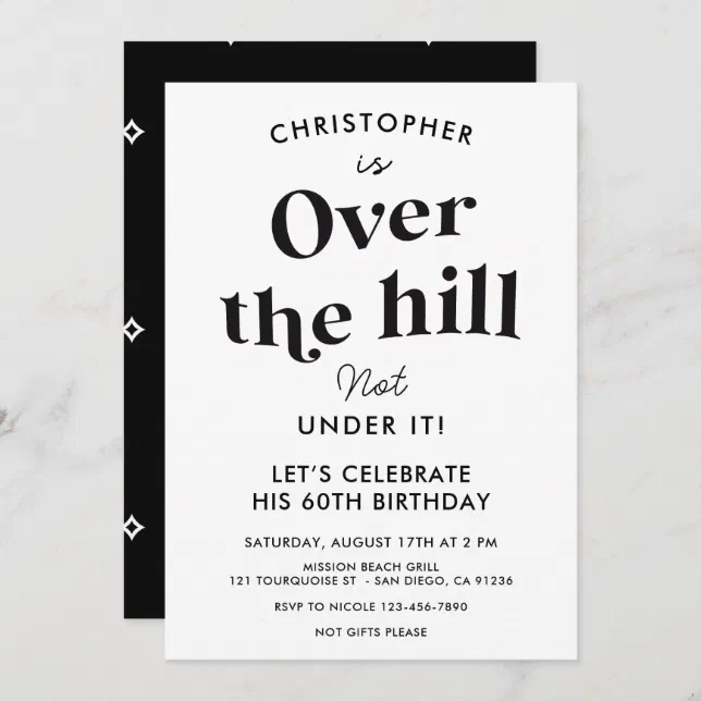 Funny Over the Hill Any Age Birthday Party Invitation | Zazzle, image size:644x644