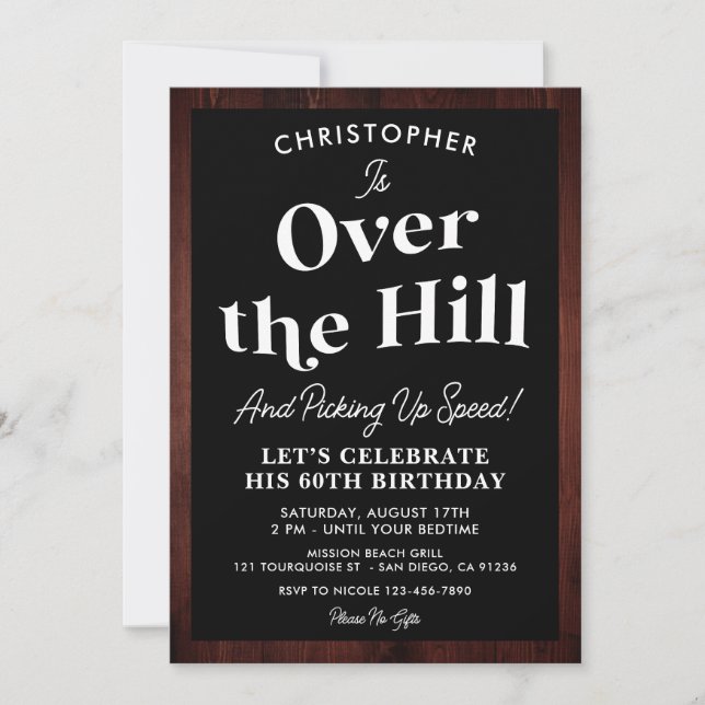 Funny Over the Hill Any Age Birthday Party Invitation (Front)