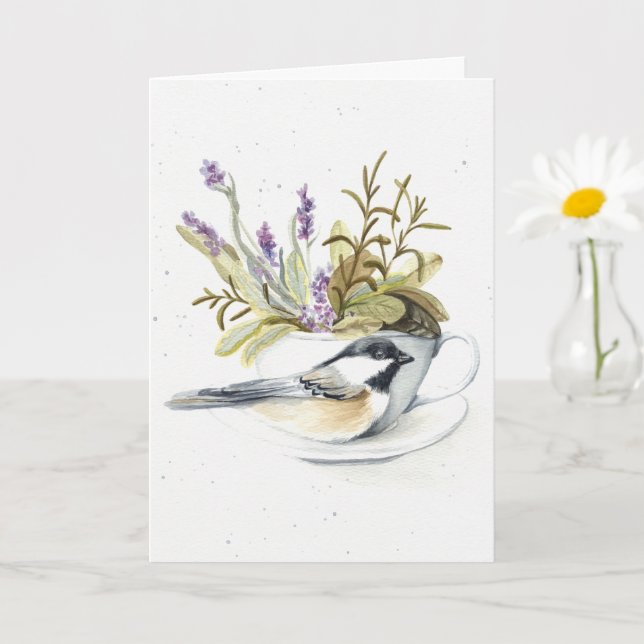 Funny Over The Hill Birthday Card - Chickadee Bird (Small Plant)