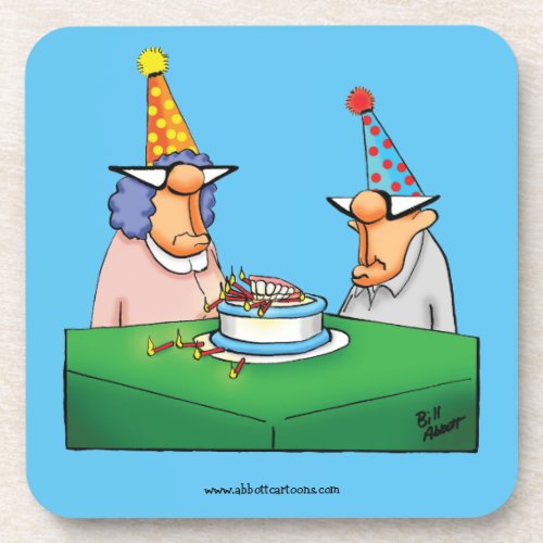 Funny Over The Hill Birthday Coaster Set