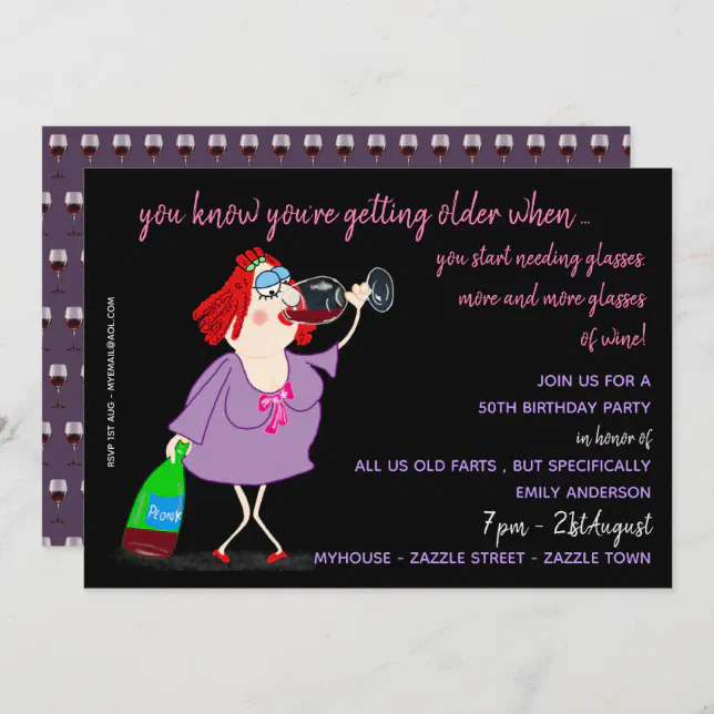 FUNNY Over the Hill Birthday Invites - 50th Woman | Zazzle, image size:644x644