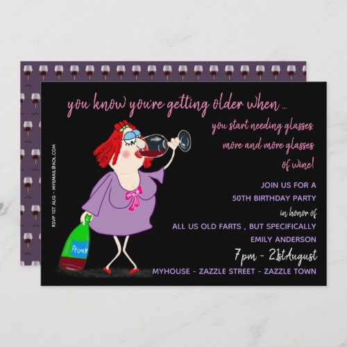 FUNNY Over the Hill Birthday Invites _ 50th Woman