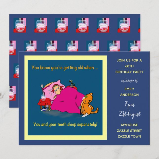 FUNNY Over the Hill Birthday Invites - 70th Woman (Front/Back)