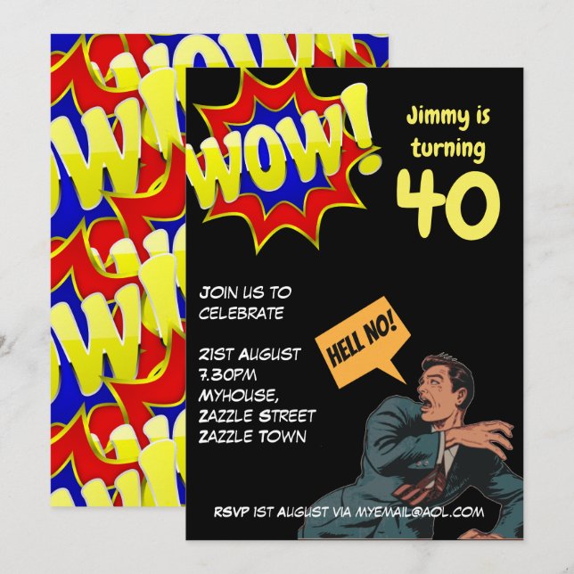 FUNNY Over the Hill Birthday Invites - ANY AGE MAN (Front/Back)