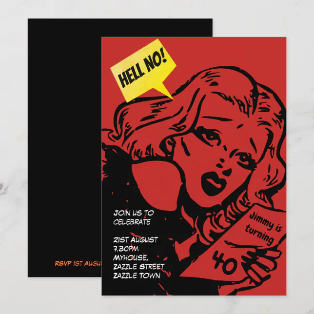 FUNNY Over the Hill Birthday Invites - Retro COMIC | Zazzle