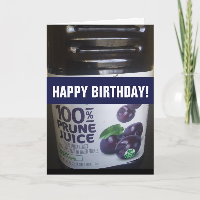 FUNNY OVER THE HILL BIRTHDAY PRUNE JUICE CARD (Front)