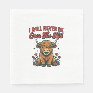 Funny Over The Hill Highland Cow Birthday Design_1 Napkins