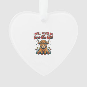 Funny Over The Hill Highland Cow Birthday Design_1 Ornament