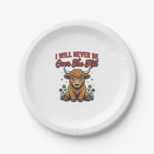 Funny Over The Hill Highland Cow Birthday Design_1 Paper Plates