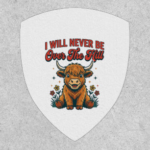 Funny Over The Hill Highland Cow Birthday Design_1 Patch