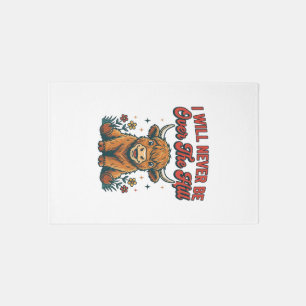 Funny Over The Hill Highland Cow Birthday Design_1 Rug