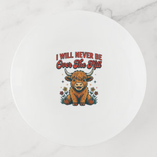 Funny Over The Hill Highland Cow Birthday Design_1 Trinket Tray