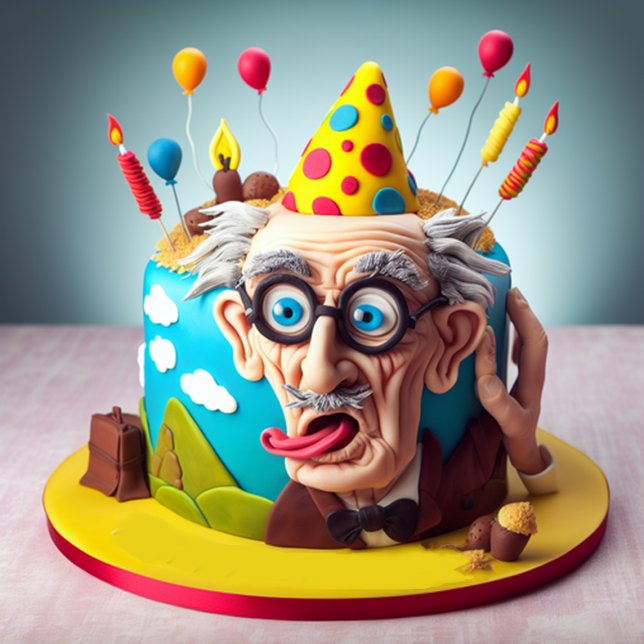 FUNNY OVER THE HILL THEMED BIRTHDAY CAKE CARD (Creator Uploaded)