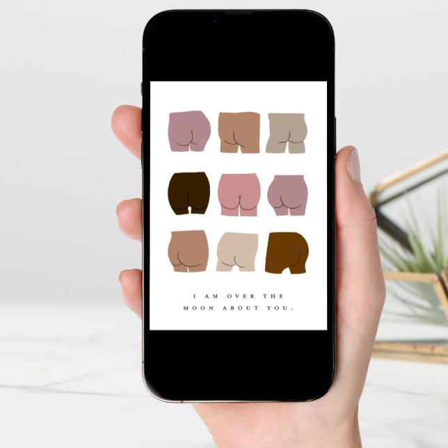 Funny Over the Moon Butts Greeting Card (Front Digital)