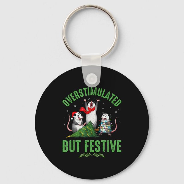 Funny Overstimulated But Festive Christmas Ssum Ho Keychain (Front)