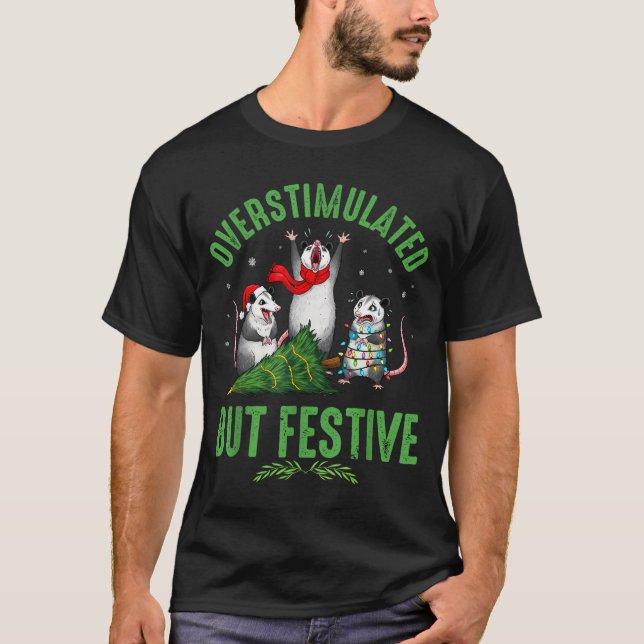 Funny Overstimulated But Festive Christmas Ssum Ho T-Shirt (Front)