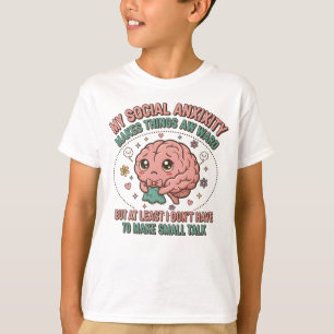 Funny Overthinking Brain Cartoon T-Shirt