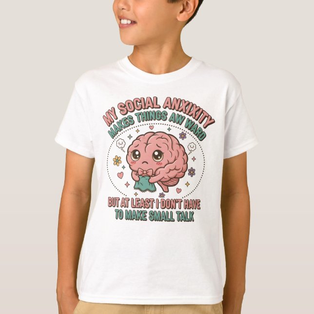 Funny Overthinking Brain Cartoon T-Shirt (Front)