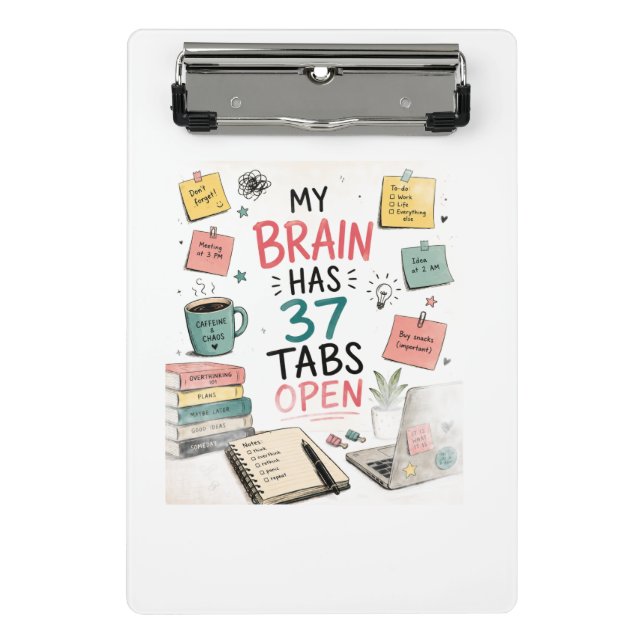Funny Overthinking Mini Clipboard (Front)
