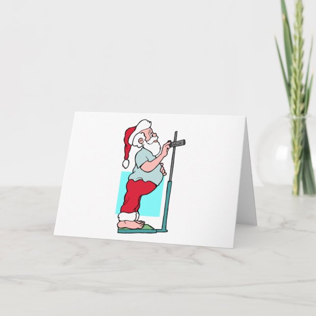 Funny Overweight Santa Christmas Diet Humor Holiday Card (Front)