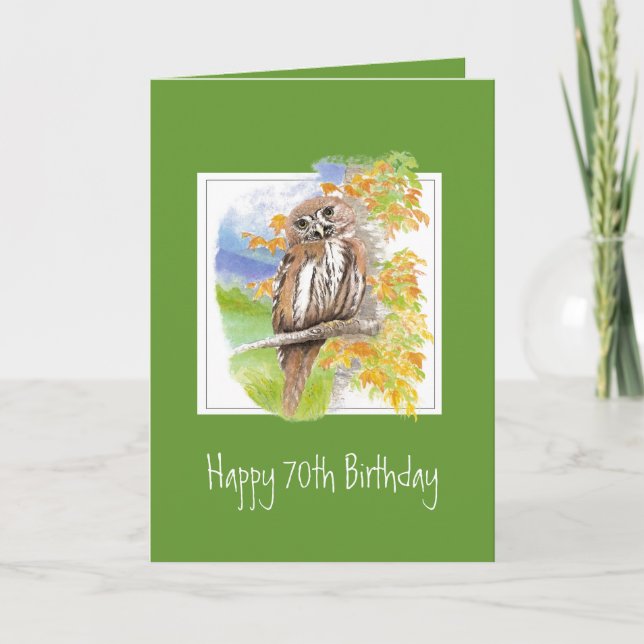 Funny Owl 70th Birthday Getting Older Card (Front)
