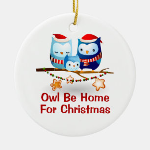 Funny Owl Be Home For Christmas   Ornament