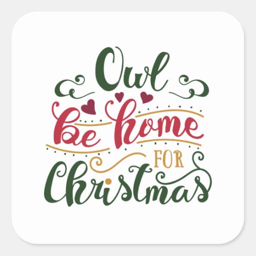 Funny Owl Be Home For Christmas  Sticker Seal