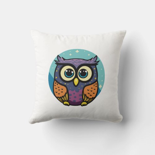 Funny owl bird throw pillow