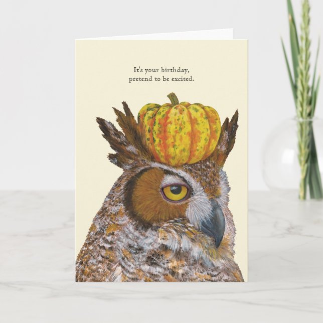 Funny owl birthday card (Front)