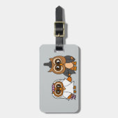 Funny Owl Bride and Groom Wedding Luggage Tag (Front Vertical)