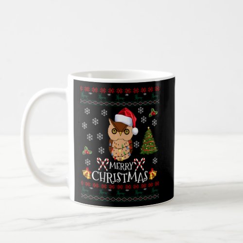 Funny Owl Christmas Lights Santa Hat Xmas Owl  Coffee Mug