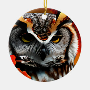 Funny Owl Christmas Pun Ceramic Ornament
