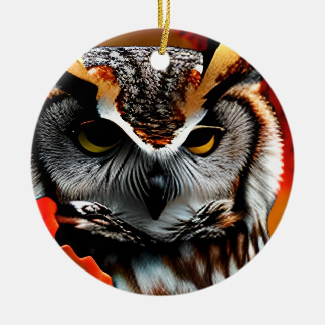 Funny Owl Christmas Pun  Ceramic Ornament (Front)