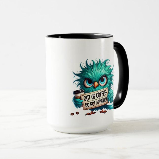 Funny Owl Coffee Mug, Out of Coffee Mug (Front Right)
