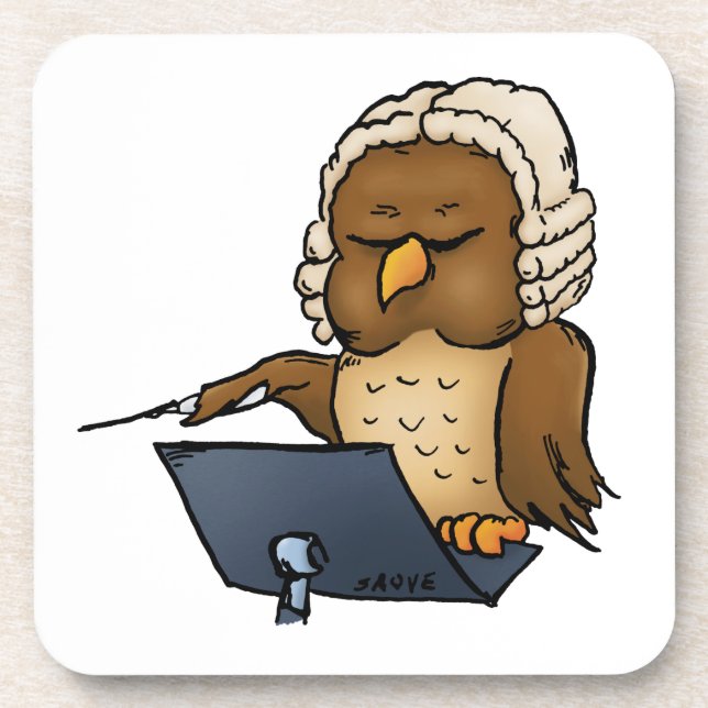 Funny Owl Conductor Cartoon Beverage Coaster (Front)