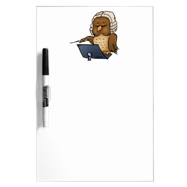 Funny Owl Conductor Cartoon Dry Erase Board (Front)