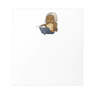Funny Owl Conductor Cartoon Notepad