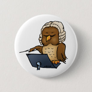 Funny Owl Conductor Cartoon Pinback Button