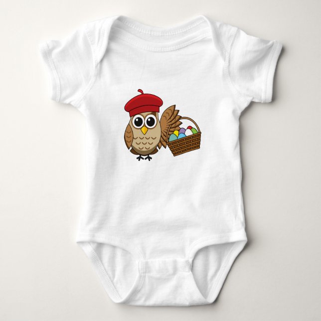 Funny Owl Easter Egg Hunt Baby Bodysuit (Front)