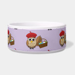 Funny Owl Easter Egg Hunt Pattern Bowl<br><div class="desc">An illustration of a cute cartoon owl wearing a red french beret and holding a brown native basket full of colorful pastel easter eggs pattern. This adorable funny bird design is a gift idea for easter egg hunt lovers and animal lovers.</div>