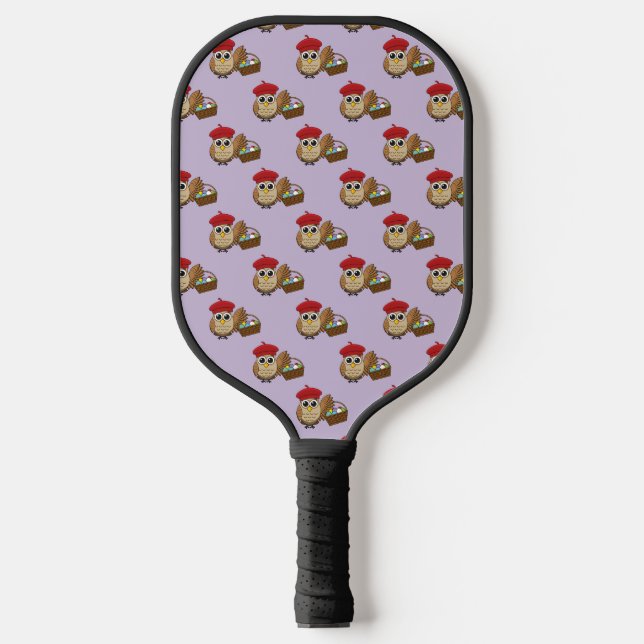Funny Owl Easter Egg Hunt Pattern Pickleball Paddle (Front)