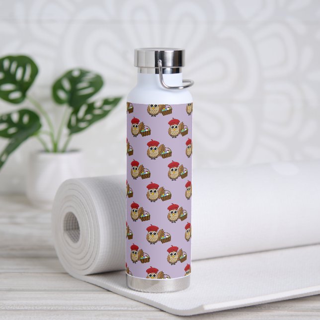 Funny Owl Easter Egg Hunt Pattern Water Bottle (Yoga)