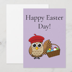 Funny Owl Easter Egg Hunt Personalize Holiday Card