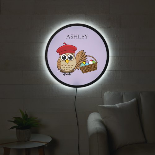 Funny Owl Easter Egg Hunt  Personalize LED Sign