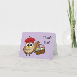 Funny Owl Easter Egg Hunt Personalize Thank You Card
