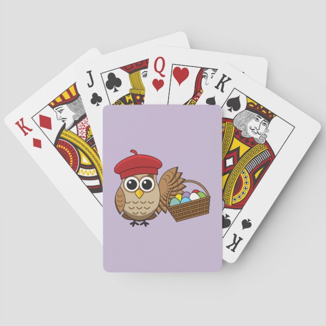 Funny Owl Easter Egg Hunt Poker Cards (Back)