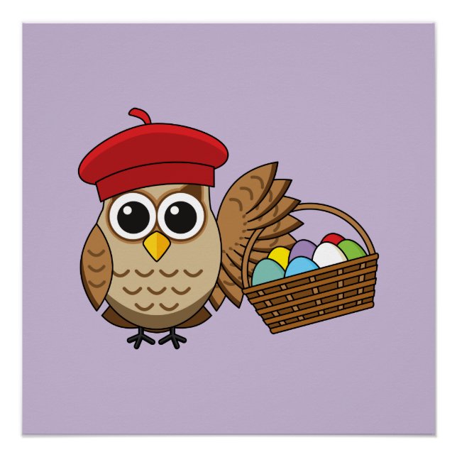 Funny Owl Easter Egg Hunt Poster (Front)