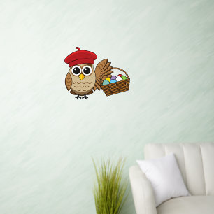 Funny Owl Easter Egg Hunt Wall Decal