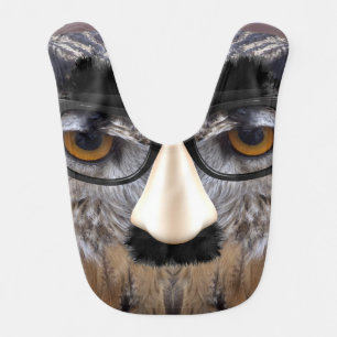 Funny Owl Face With Mask Bib